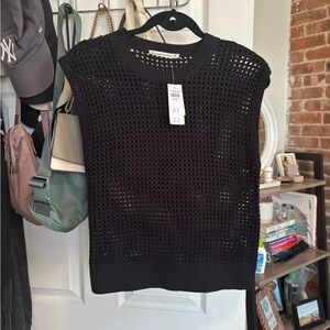 Abercrombie & Fitch Black Crochet Sweater